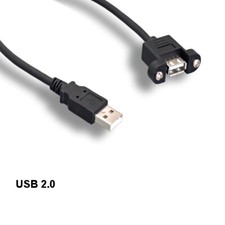 10x 10ft Panel-Mount USB 2.0 Type A Extension Cable 480 Mbps Sync Charge Data picture