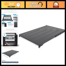 Adjustable 1U 4-Post Vented Rack Shelf, 28-34.4in, 150lb Capacity, Heavy Duty picture