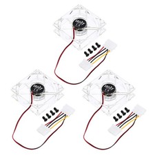 3Pcs Clear Computer Case Fan 1800RPM 80mm 4 Pin White 4 LED 12V with 12 Screws picture