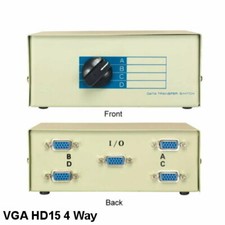 KNTK VGA 4 Way Data Transfer Switch Box Rotary Type for PC Display Monitor HD15 picture