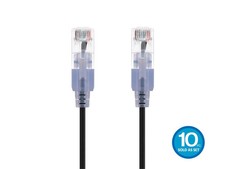 SlimRun Cat6A Ethernet Patch Cable Network RJ45 Stranded UTP 30AWG 3ft Black 5pk picture