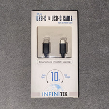 INFINITEK USB-C to USB-C 10ft Fast Charge Sync & Data Cable Black picture