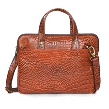 Crocodile Embossed  Leather sleek Laptop Bag  Handmade Business Briefcase Office picture