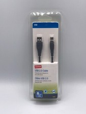 Staples 6ft USB 2.0 Cable cord computer office Windows Macintosh black 18801 picture