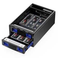 6 Bay NVMe Hard Drive Enclosure, USB 3.2 Gen 2, Cooling Fan, Aluminum picture