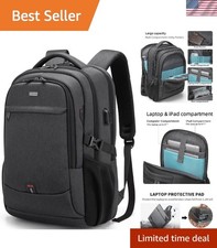 Elegant 17-Inch Water-Resistant Laptop Backpack with USB Charging Port - Black picture