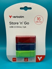 Verbatim 99122 Store N Go USB Flash Drive 16GB 3-Pack  Red Blue Green 1505-888 picture