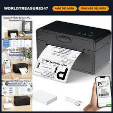Wireless Bluetooth Thermal Shipping Label Printer - 4x6 Label Maker, Portable & picture