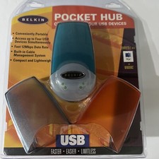 Belkin Pocket Hub USB Connector Up to 4 Devices Portable Builtin Cable Year 2001 picture
