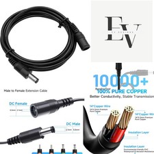 6ft DC Power Extension Cable, Male-to-Female, 12V, Pure Copper, Black picture