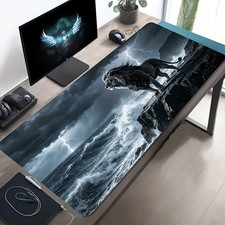 Extra Large XXL Gaming Desk Pad, Non-Slip Rubber Extended Mouse Mat, Black Whi picture