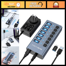 7-Port USB 3.2 Hub with 10Gbps Data Transfer & 24W Power Adapter - High-Speed Co picture