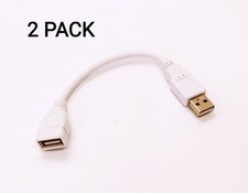 2 Pack  6 inch USB 2.0 A Male / A Female Extension Cable White Color picture