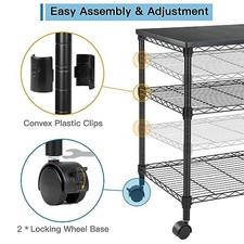 HUANUO PRINTER STAND, 3 TIER PRINTER CART FOR STORAGE, PRINTER TABLE -  BLACK picture