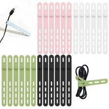 Donruby 24Pcs Silicone Cable Ties, Reusable 5.12 Inch, Black/White/Pink/Green picture