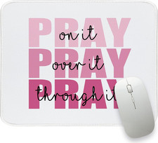 Pink Christian Mouse Pad Bible Verses Small Mouse Pads for Desk, Pray over It Pr picture