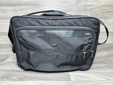 HARTMANN BLACK NYLON & LEATHER EXPANDABLE BRIEFCASE W/STRAP & ID TAG picture