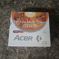 Acer CD-R 80 700MB 80 Min 1x-12x Blank Recordable Discs 10 Pack Sealed Vintage picture