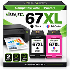 67XL Ink Cartridge Combo Pk Replacement for HP Ink 67 Envy Pro 6400 DeskJet 3752 picture