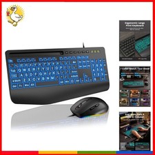 Wired Large Print Backlit Keyboard Mouse Combo with Palm Rest and picture