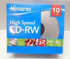 CD High Speed Memorex 10Pack Music CD-RW Discs 12X 700Mb 80min Blank W/cases picture