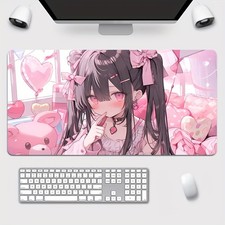1pc 2D Flat, A Large Mouse Pad Featuring a Cute Pink Theme, Designed for Gamin picture
