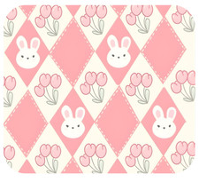 PINK HEART UNICORN BUNNY FLOWER VALENTINE FLORAL THEMED MOUSE PAD MOUSEPAD 9 X 7 picture