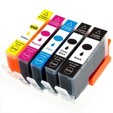 5 Premium Ink Set + Chip for 564 564XL Photosmart 7510 7515 7520 picture