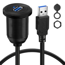 BATIGE Alloy Single Port USB 3.0 Dashboard Port Car Mount Flush Cable, Male to F picture