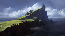 Landscape andreas rocha art castle clouds sea shore Custom Gaming Mat Desk picture