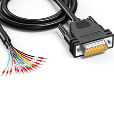10 FT 24AWG DB15 Male Connector To Bare Wire Extension Cable DSUB 15 Pin picture