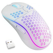 Wireless Gaming Mouse RGB Rechargeable Lightweight Honeycomb White picture
