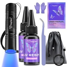 HeyClear 60g UV Resin Kit with Light -Fast Curing, Bonding in Seconds UV Glue Ad picture