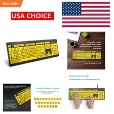 104-Key Large Print Keyboard, USB Wired with High Contrast for Easy Typing picture