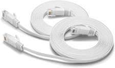 Cat6 Ethernet Cable 15FT 2Pack White, Cat-6 Flat RJ45 Computer Internet picture