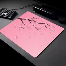 1pc Multi-Size Rubber Gaming Anti-Slip Mouse Pad, Pink Base Pink White Cherry picture