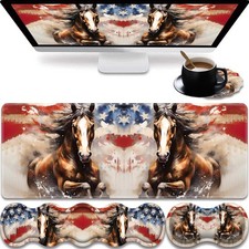 FOKBVNFLL Gaming Mouse Pad Set, Color American Flag and Horse picture