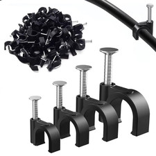 100PCS 6mm Black Cable Clips Nail In Wire Clips Coaxial Cable Tacks Cord Clamps picture
