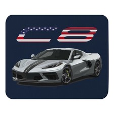 2021 Blade Silver Metallic vette C8 Owner Gift Patriotic Mouse pad picture