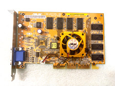 VINTAGE ASUS V7100PRO/64M GEFORCE2 MX400 AGP 64 MEG VGA CARD GOLD FAN MXB112 picture