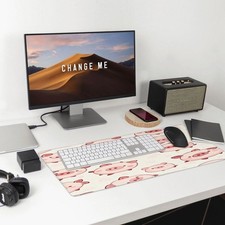 1pc Large Gaming Mouse Pad with Pink Pig Patterns, Smooth Surface Desk Mat for picture