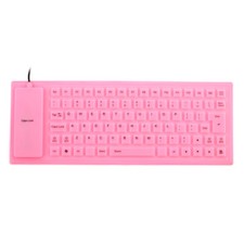 Foldable Flexible 85 Keys USB Wired Roll up Silicone Keyboard Pink for Laptop PC picture
