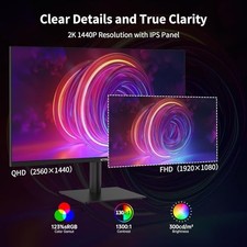 KTC 27 Inch QHD Computer Monitor, 2K 100Hz IPS Gaming Monitor, 1440P Frameless picture