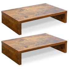 2 PCS Wood Monitor Riser Desk Stand For 2 Monitors Rustic Brown picture