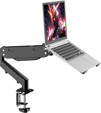 2 in 1 Laptop Desk Mount with Gas Spring Arm, Monitor Laptop Stand for 12-17 Inc picture