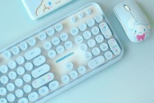 Cinnamoroll Hello Kitty Wireless Keyboard Mouse Set Purple Cute Computer Combo picture