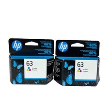 Genuine HP 63 Tri-Color Ink Cartridges Combo F6U61A OEM New Sealed 2 PK Set Lot picture