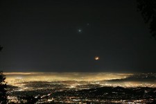 Landscape night lights cityscape mist moon sky venus Custom Gaming Mat Desk picture