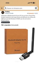 Techkey Bluetooth 6.0 USB Dongle 200M CLASS 1 for PC, Long Range Antenna picture