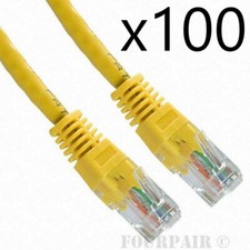 100 Pack Lot 1ft CAT5e Ethernet Network LAN Router Patch Cable Cord Wire Yellow picture
